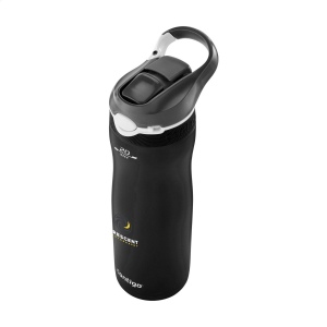 Bouteille de Contigo® très robuste en acier inoxydable avec finition mate et des paroies isolées et sous vide, la technologie AUTOSPOUT™, un mécanisme de verrouillage et un mousqueton 9