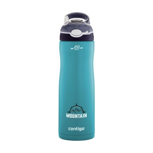 Bouteille de Contigo® très robuste en acier inoxydable avec finition mate et des paroies isolées et sous vide, la technologie AUTOSPOUT™, un mécanisme de verrouillage et un mousqueton 2
