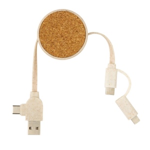 Câble rétractable 6 en 1 en liège et fibre de paille 7