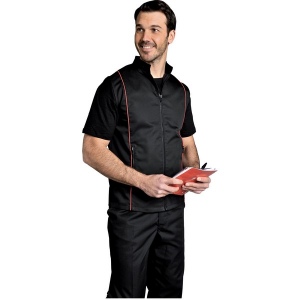 GILET LOUIS P/C Noir/Rouge