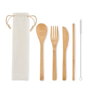 Couverts en bambou avec paille - SETSTRAW 2