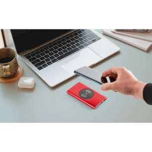 CASSINI. Power bank 4 000 mAh avec chargeur sans fil 5W en aluminium recyclé (100 % rAL) 8