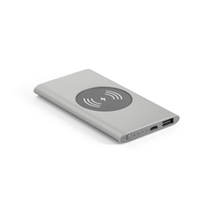 CASSINI. Power bank 4 000 mAh avec chargeur sans fil 5W en aluminium recyclé (100 % rAL) 5