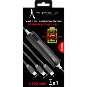 SAYO - CÂBLE USB 3 EN 1 AVEC FONCTION BATTERIE DE SECOURS 2600 mAh 4