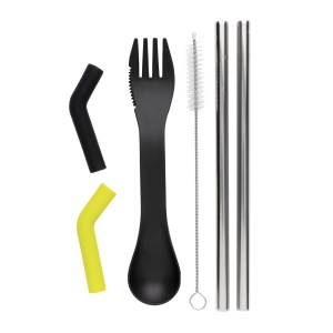 Set pailles 2 pcs et couverts Tierra 7