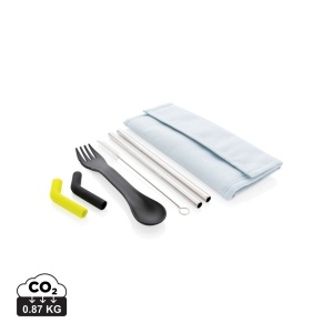 Set pailles 2 pcs et couverts Tierra 2