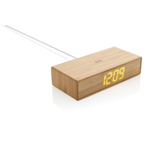 Réveil en bambou avec chargeur sans fil 5W 3