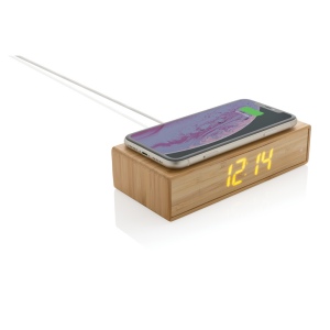 Réveil en bambou avec chargeur sans fil 5W 4