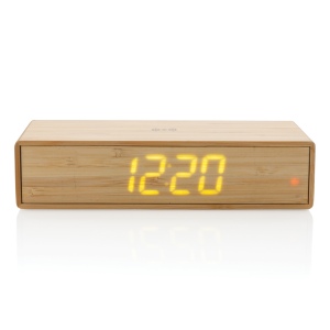 Réveil en bambou avec chargeur sans fil 5W 5