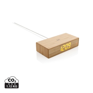 Réveil en bambou avec chargeur sans fil 5W 2