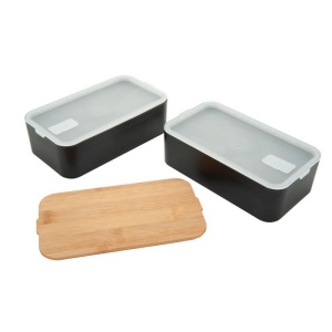 Bento 'Mihara', noir, avec couvercle en bambou 5