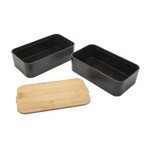 Bento 'Mihara', noir, avec couvercle en bambou 6