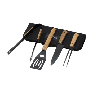 Ensemble barbecue 4 pièces: spatule, fourchette, couteau et pince à viande