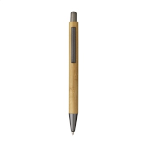 Stylo à bille à encre bleue avec un joli support en bambou, une pointe en ABS, un bouton-poussoir et un clip en métal 3