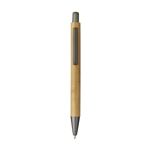 Stylo à bille à encre bleue avec un joli support en bambou, une pointe en ABS, un bouton-poussoir et un clip en métal