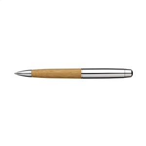 Stylo à bille bleu en métal avec une finition chromée polie et super lisse avec embout en bambou 6