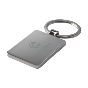 Porte-clés rectangulaire en métal poli et bambou 3