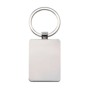 Porte-clés rectangulaire en métal poli et bambou 5