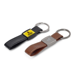 Porte-clés en cuir artificiel et métal