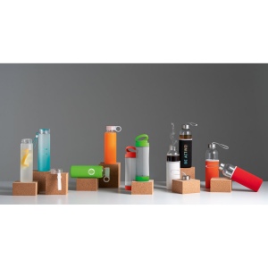 QUINTANA. Bouteille de sport 390mL en verre avec bouchon en PP 7