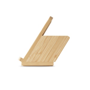 LEAVITT. Porte-smartphone et porte-stylos avec chargeur sans fil rapide 10W en bambou 7