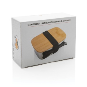 Boîte à Lunch en acier avec couvercle en bambou et cuichette 12