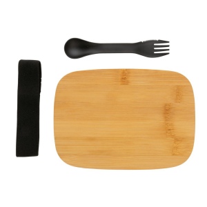 Boîte à Lunch en acier avec couvercle en bambou et cuichette 8