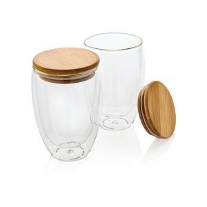 Set de 2 Verres double paroi 350ml avec couvercle en bambou 3