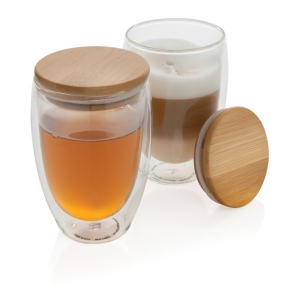 Set de 2 Verres double paroi 350ml avec couvercle en bambou 5