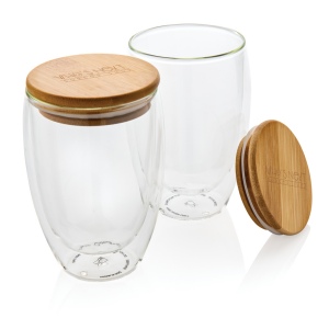 Set de 2 Verres double paroi 350ml avec couvercle en bambou 7