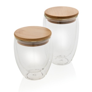 Set de 2 Verres double paroi 350ml avec couvercle en bambou 8