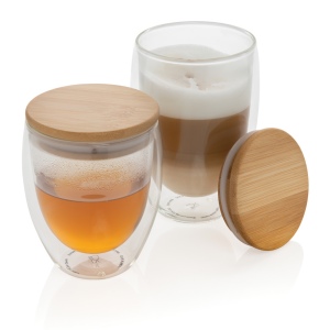 Set de 2 Verres double paroi 350ml avec couvercle en bambou 9