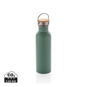 Bouteille en acier inoxydable avec couvercle en bambou 5