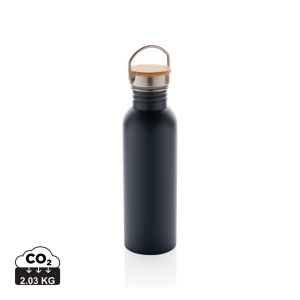 Bouteille en acier inoxydable avec couvercle en bambou 4