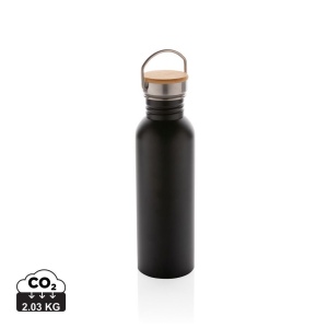 Bouteille en acier inoxydable avec couvercle en bambou 2