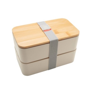 Bento 'Nagano', blanc, avec couvercle en bambou 3