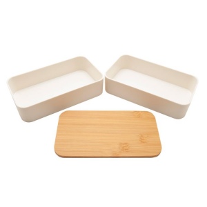 Bento 'Nagano', blanc, avec couvercle en bambou 5