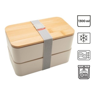 Bento 'Nagano', blanc, avec couvercle en bambou 2