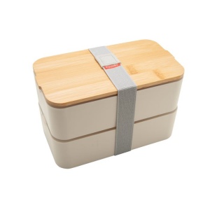 Bento 'Mihara', blanc, avec couvercle en bambou 3