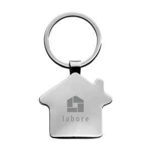 Porte-clés en métal poli et bambou, en forme de maison 4