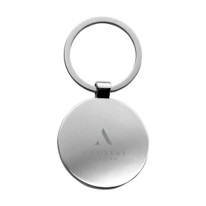 Porte-clés circulaire, en métal poli et bambou 4