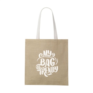 Sac cabas résistant et durable en jute (320 g/m²), avec intérieur laminé et anses longues en coton tissé 2