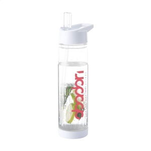 Bouteille d'eau avec infuseur, bouchon à vis et paille pliante