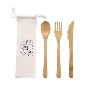 Ensemble de couverts en bambou naturel 4