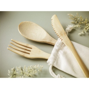 Ensemble de couverts en bambou naturel 5