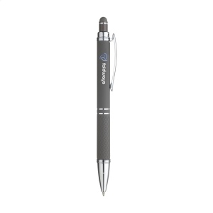 Stylo à bille en aluminium avec clip en métal, bouton-poussoir de couleur assorti et encre bleue 9