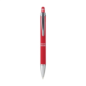 Stylo à bille en aluminium avec clip en métal, bouton-poussoir de couleur assorti et encre bleue 12