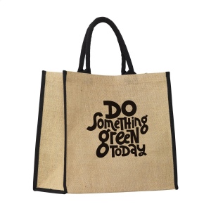 Grand sac à provisions en toile de jute, à intérieur laminé et anses courtes