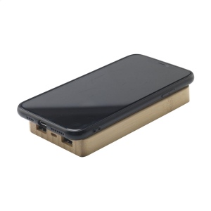 Puissante batterie externe, de haute capacité et chargeur en bambou naturel certifié FSC 100%, avec une batterie lithium-polymère intégrée (8000 mAh) 12