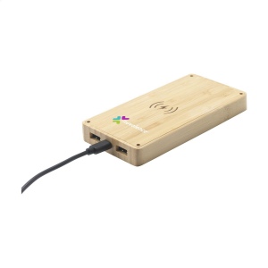 Puissante batterie externe, de haute capacité et chargeur en bambou naturel certifié FSC 100%, avec une batterie lithium-polymère intégrée (8000 mAh)